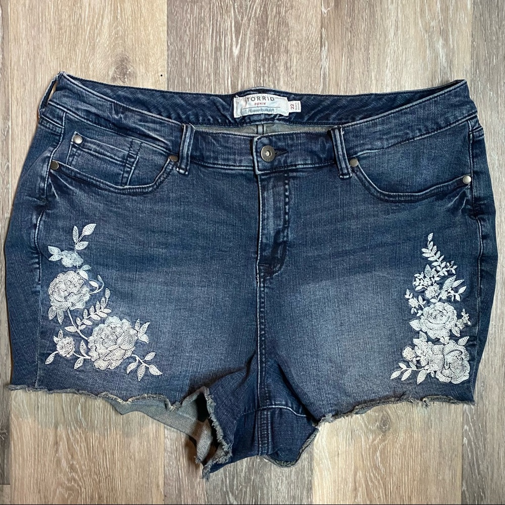Torrid Denim Embroidered plus size Shorts